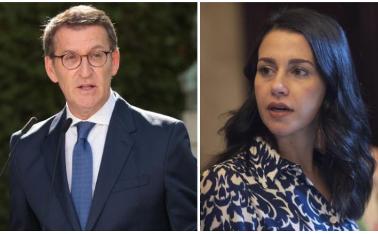Los líderes del PP y Ciudadanos, Alberto Núñez Feijóo e Inés Arrimadas