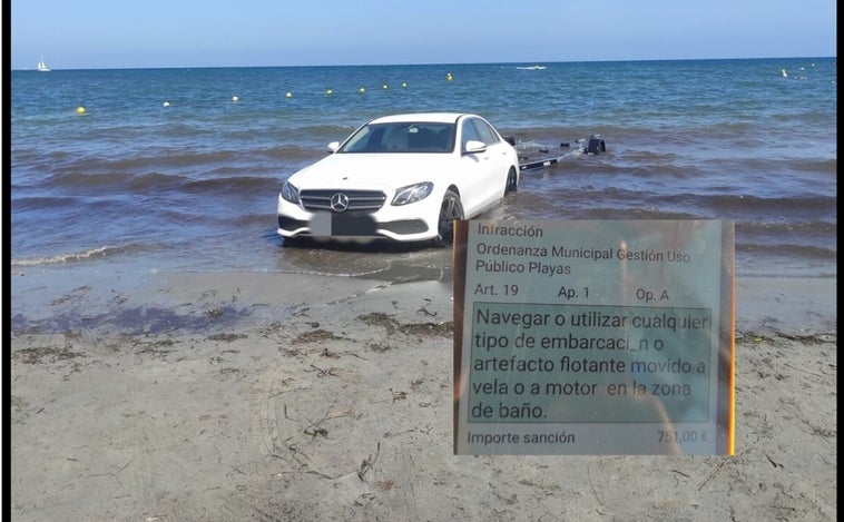 Multan con 750 euros al conductor de un Mercedes por entrar con el coche hasta el mar en la playa de Santa Pola