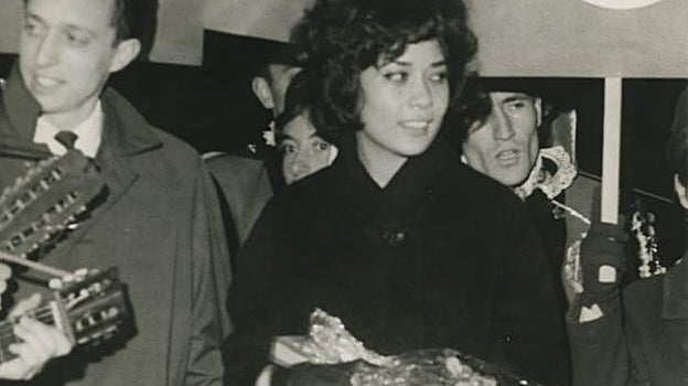 Patricia Grey, la turista 11 millones, a su llegada a Barajas en 1964