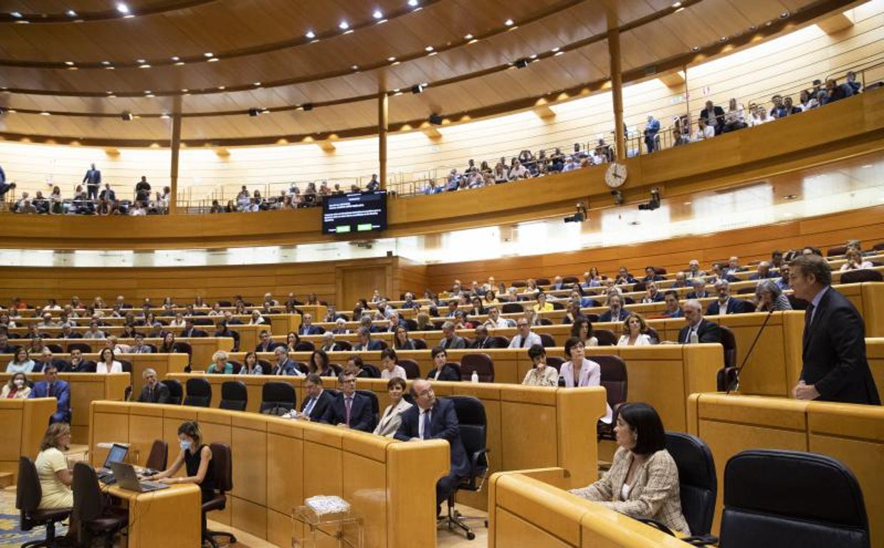 Sesión de control al presidente Pedro Sánchez en el senado y con la primera intervencion del Presidente Partido Popular Alberto Núñez Feijoo