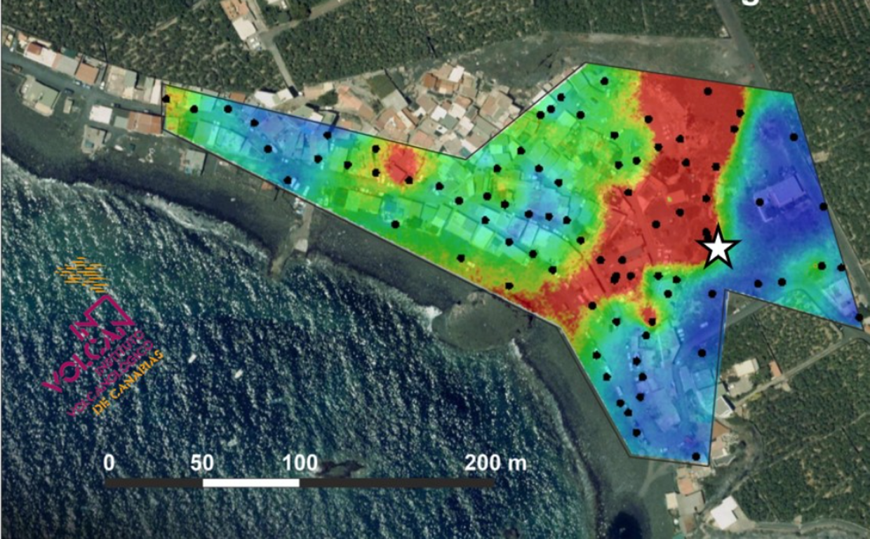 Mapa de concentraciones de gases de origen volcánico (co2) a fecha 23 de agosto