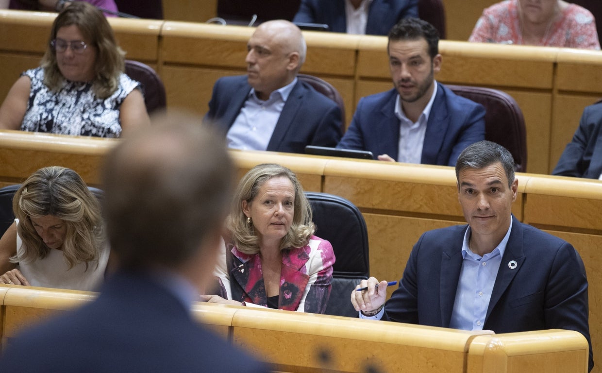 Sánchez, el pasado martes durante el debate con Feijóo en el Senado