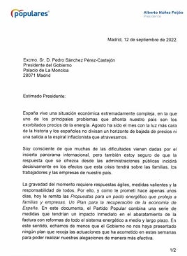 Imagen - Carta enviada por los populares al Gobierno