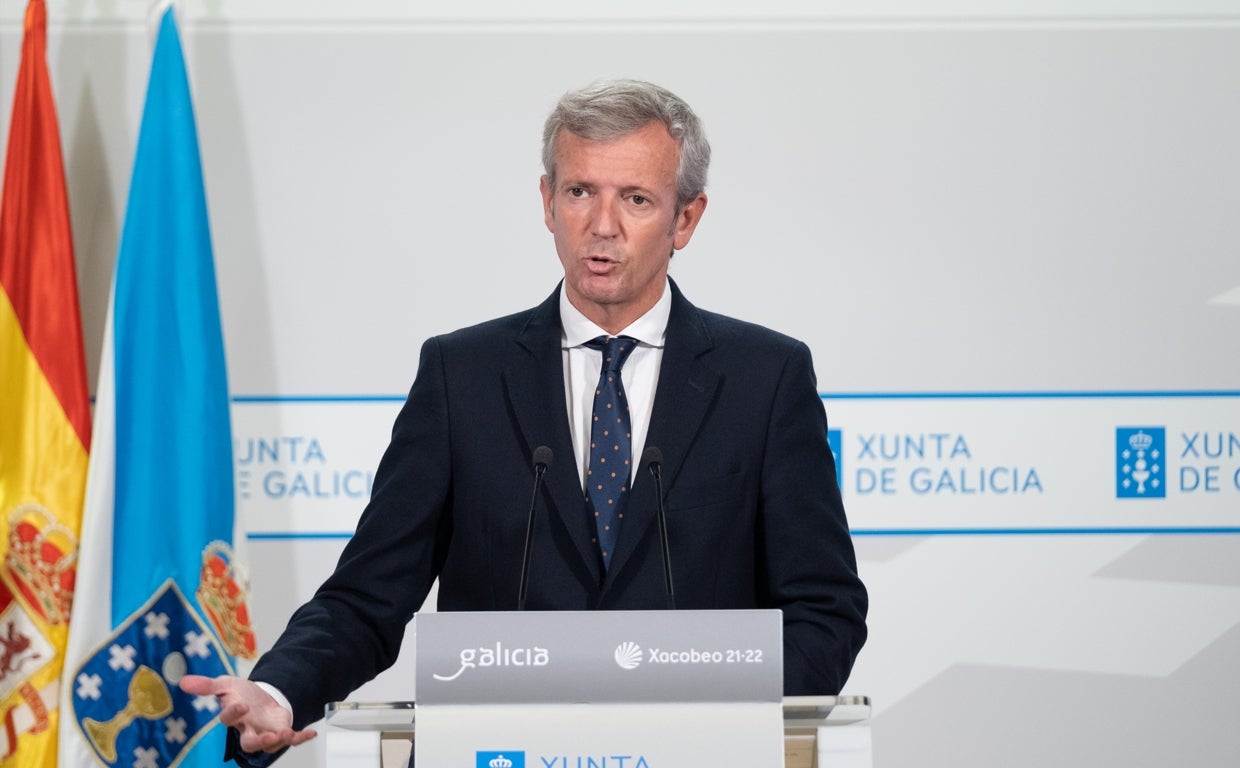 Alfonso Rueda, este jueves en la rueda de prensa posterior al Consello de Goberno