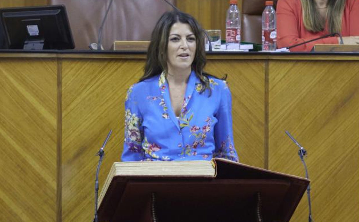 Macarena Olona durante una intervención en el Parlamento andaluz