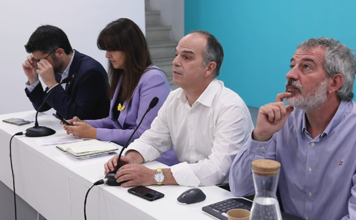 Puigneró, Borràs y Turull en la sede del partido este jueves