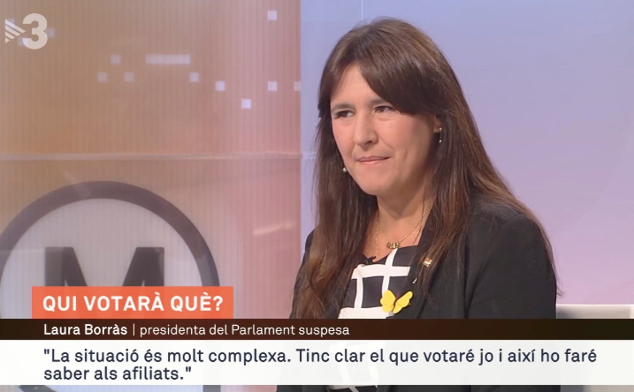 Laura Borràs, hoy, durante la entrevista en TV3