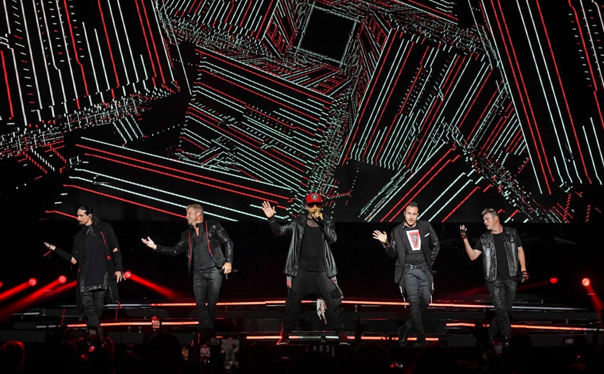 Los Backstreet Boys, durante su actuación en el Palau San Jordi de Barcelona