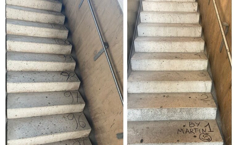 Enumeran con pintadas todos los tramos de las escaleras de Recaredo