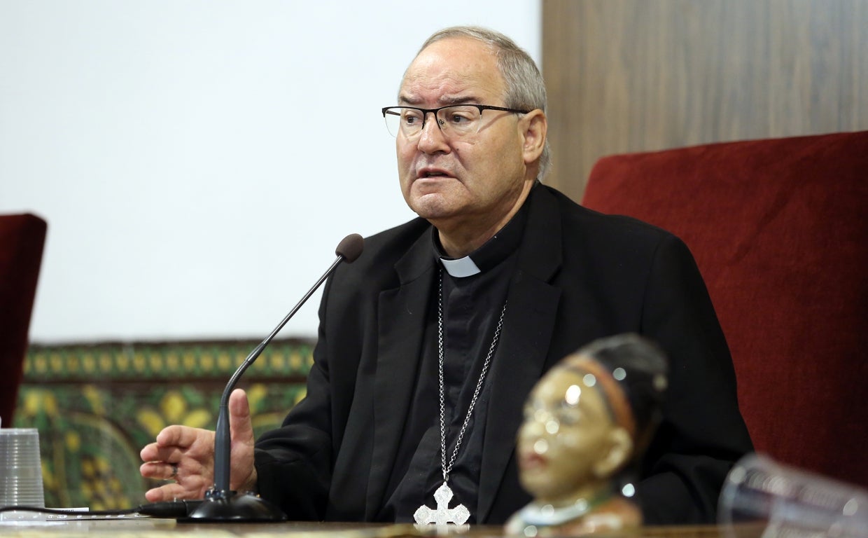 El arzobispo de Toledo, Francisco Cerro, durante la presentación de la Jornada del Domund 2022