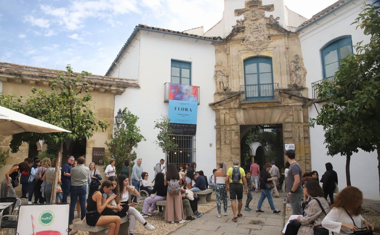 Colas en el exterior del Palacio de Viana para acceder a Flora