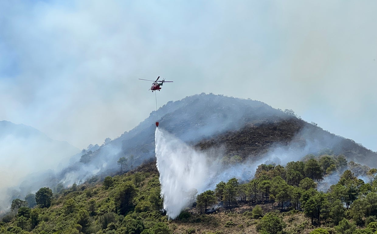 Labores de extinción en el incendio de Mijas este verano