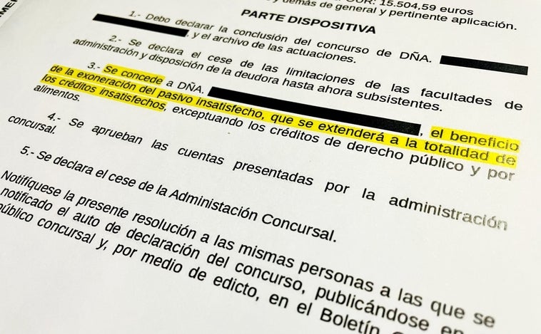 Un juzgado perdona las deudas a una mujer tras ser despedida: «Si me muero, me voy limpia de todo»