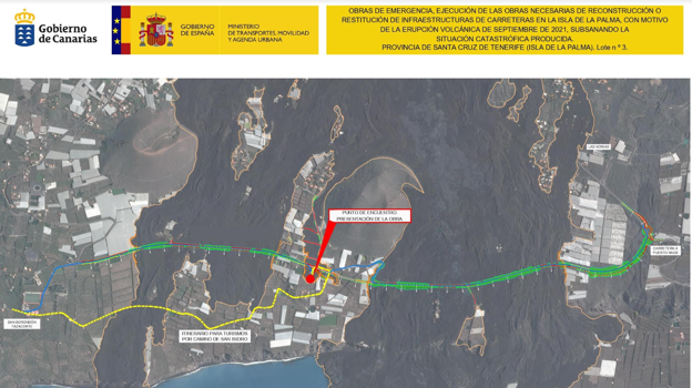 Trazado de la carretera de la costa en La Palma