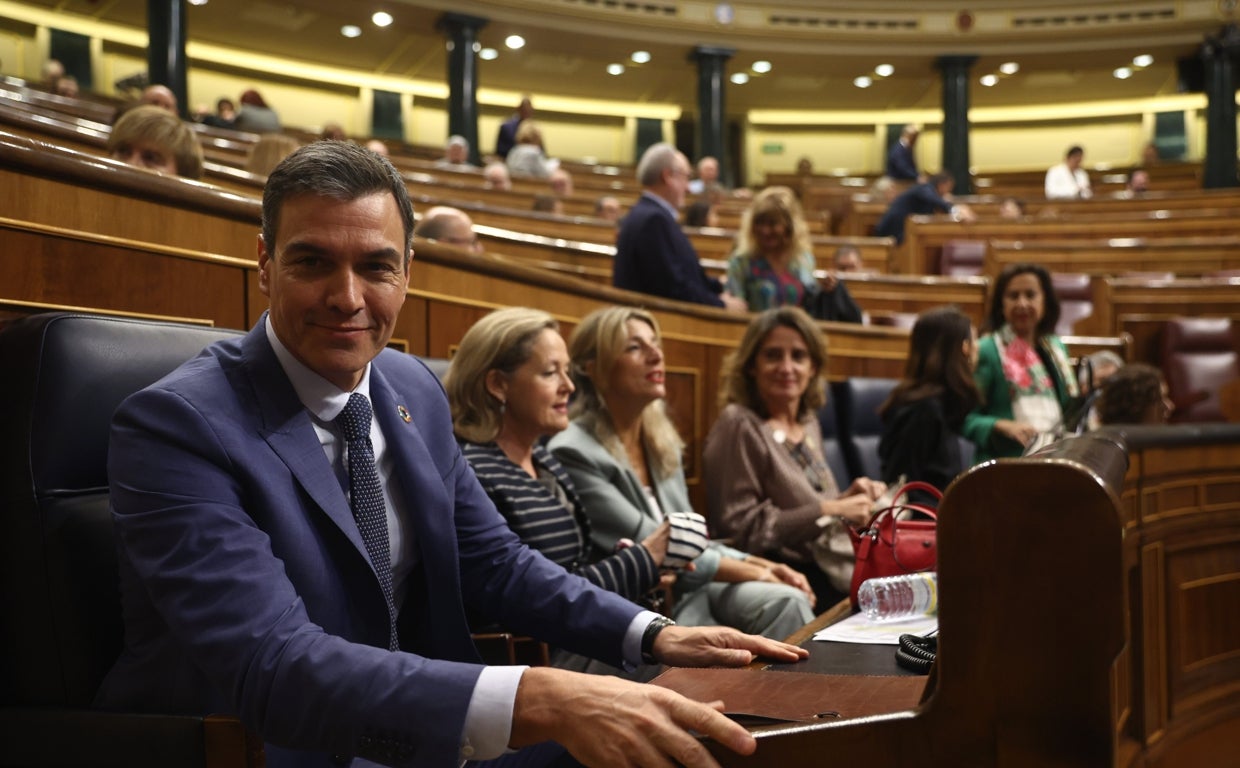 Pedro Sánchez, este miércoles en su escaño