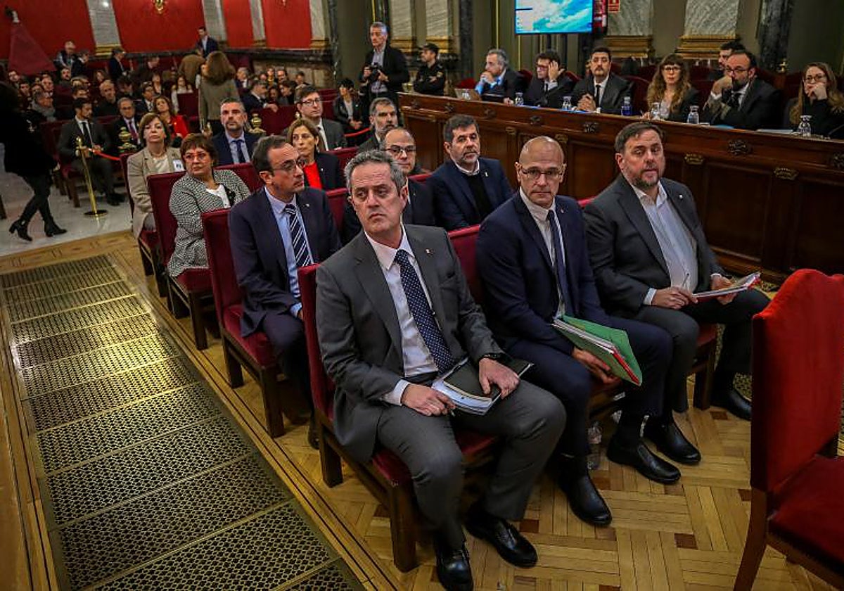 El banquillo de los acusados en el Tribunal Supremo durante el juicio por el procés