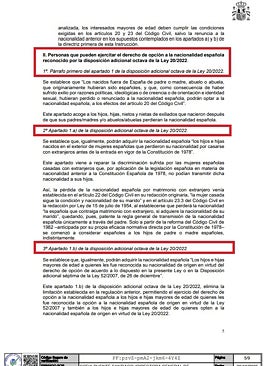 Imagen - Instrucción técnica del 20 de octubre. Este fichero limitaba la ciudadanía a los tres supuestos recogidos en la ley