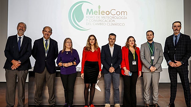 Imagen de los organizadores del Meteocom, este jueves en CaixaForum Valencia