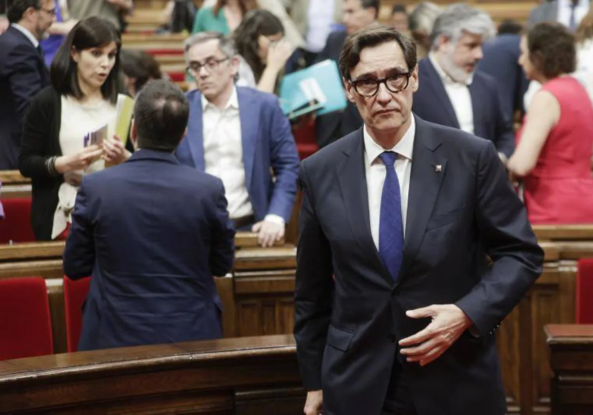Salvador Illa, primer secretario del PSC, en el Parlamento de Cataluña, en mayo de este año