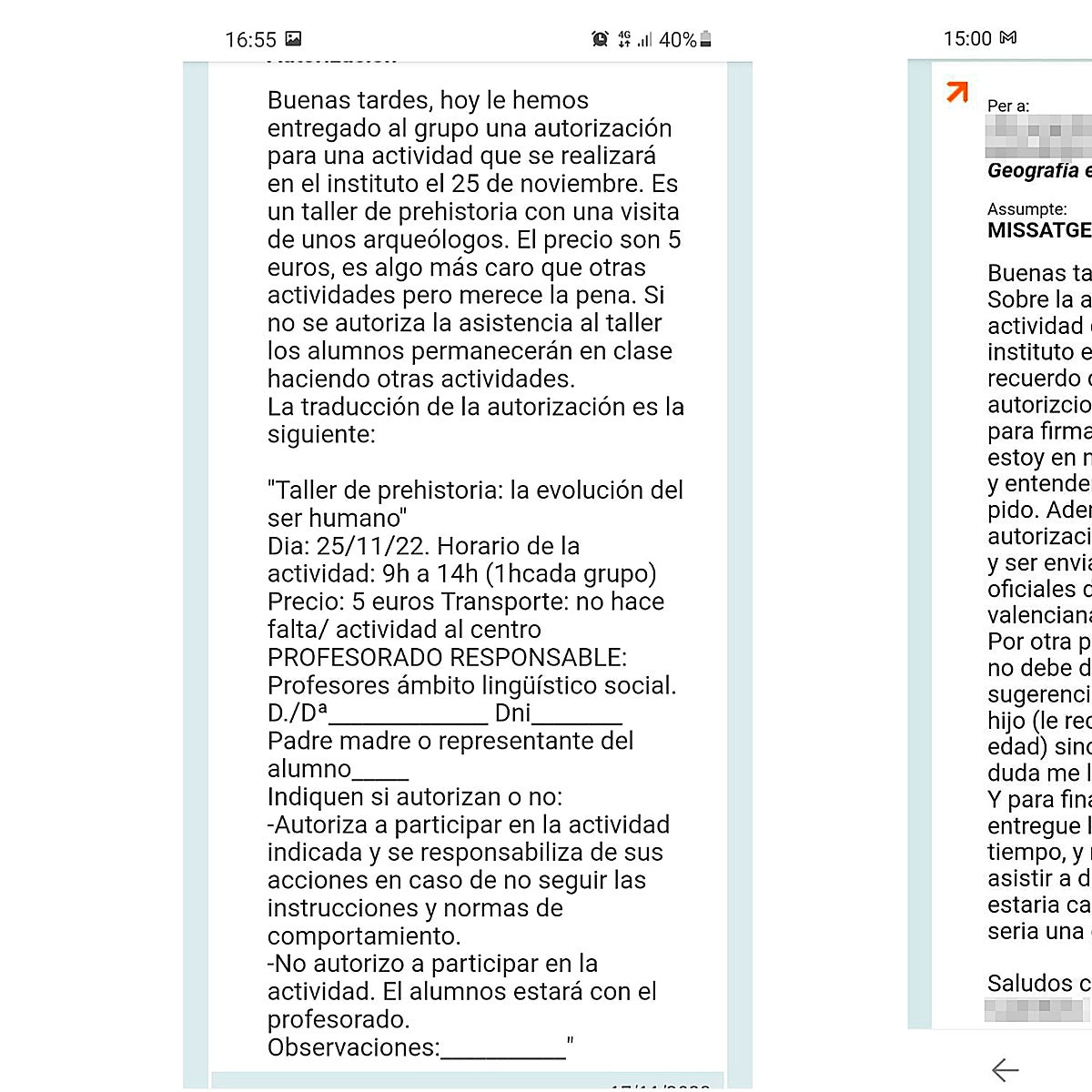 Un instituto de Valencia niega a un padre la opción de autorizar una excursión de su hijo en castellano