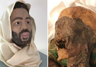 Cráneo de san Isidro, patrón de Madrid, con la recreación de su rostro tras el estudio
