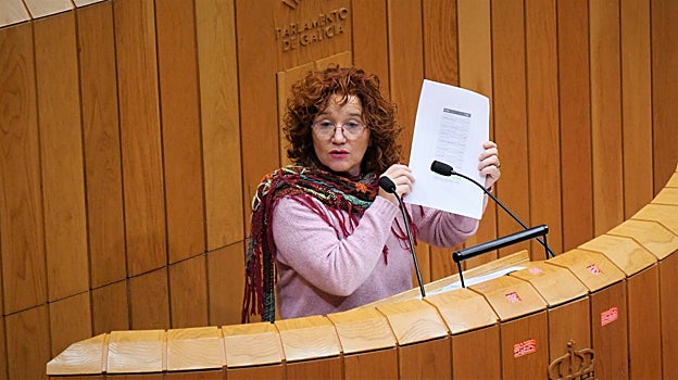 La diputada del BNG Montserrat Prado, este jueves en el pleno de la Cámara autonómica