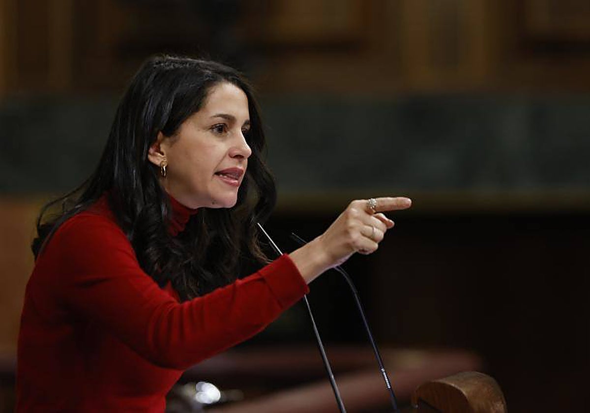 La presidenta de Ciudadanos, Inés Arrimadas, durante una intervención en el Congreso