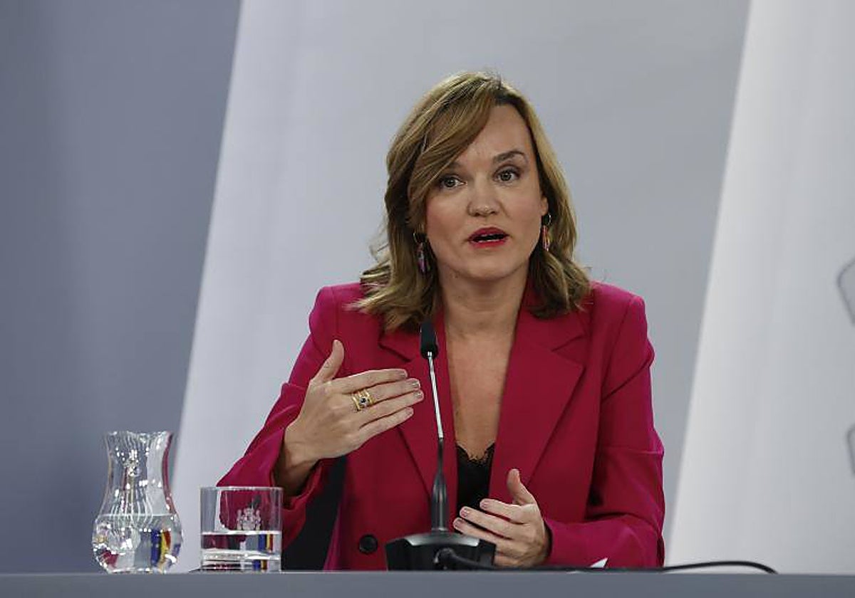 Pilar Alegría durante una rueda de prensa