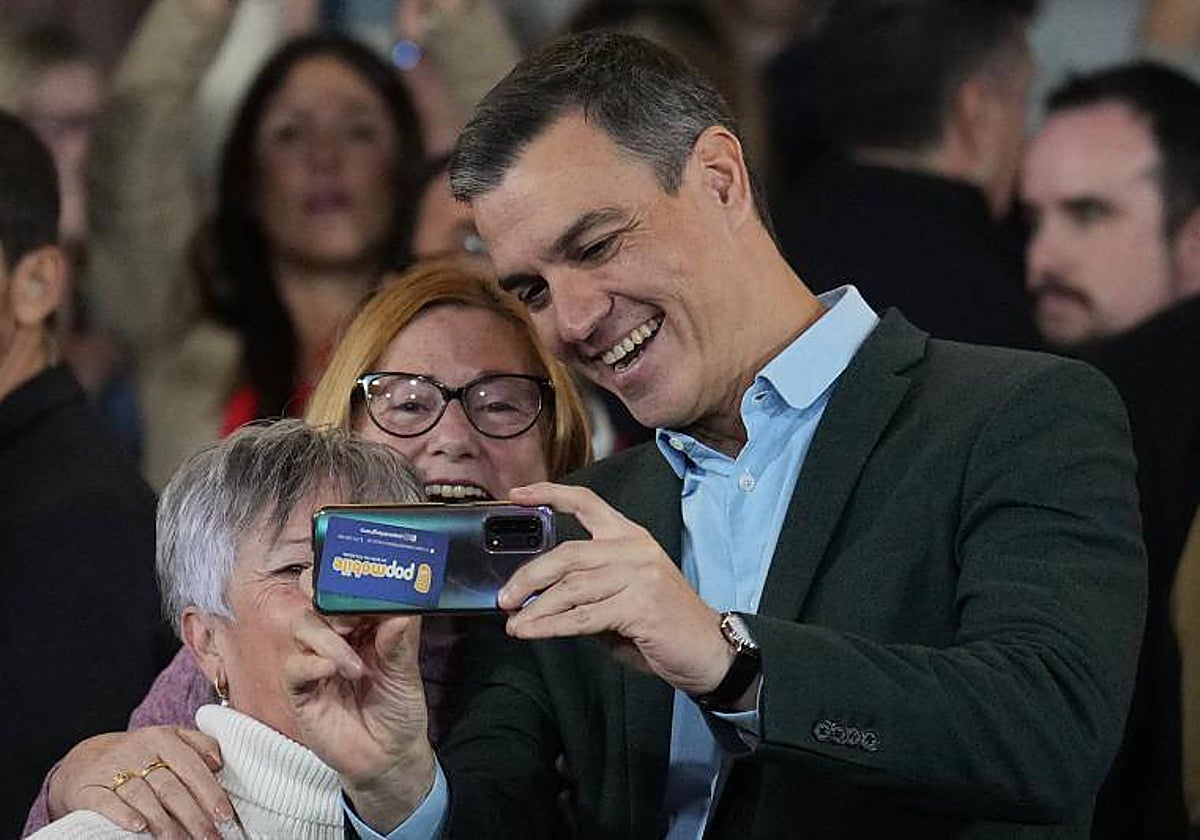El presidente del Gobierno, Pedro Sánchez, en el mitin