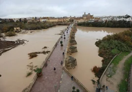 El río Guadalquivir se viene arriba en Córdoba por las últimas lluvias