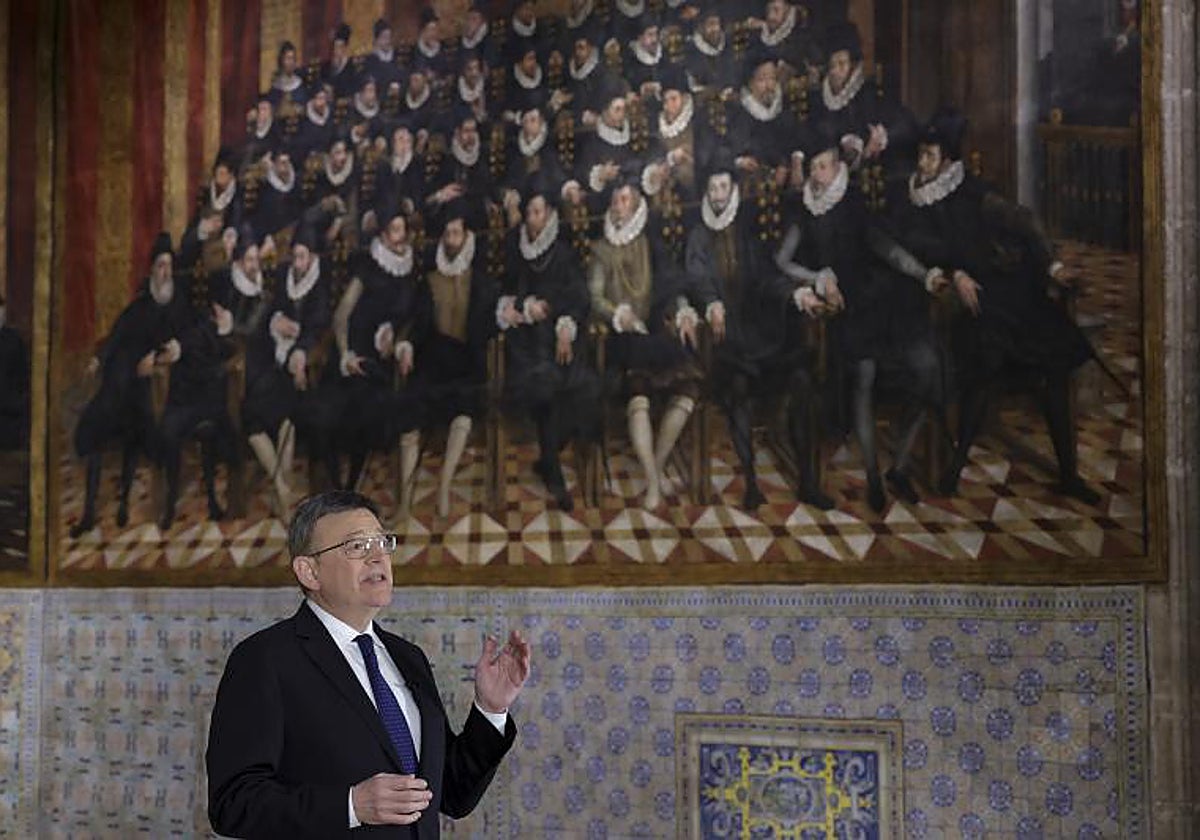 El presidente de la Generalitat Valenciana, Ximo Puig, durante su discurso de Fin de Año.