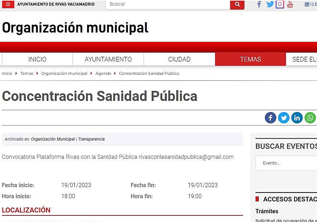 Página web del Ayuntamiento de Rivas Vaciamadrid