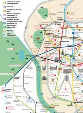 Imagen - Este es el nuevo mapa del Metro de Madrid para llegar a sitios turísticos