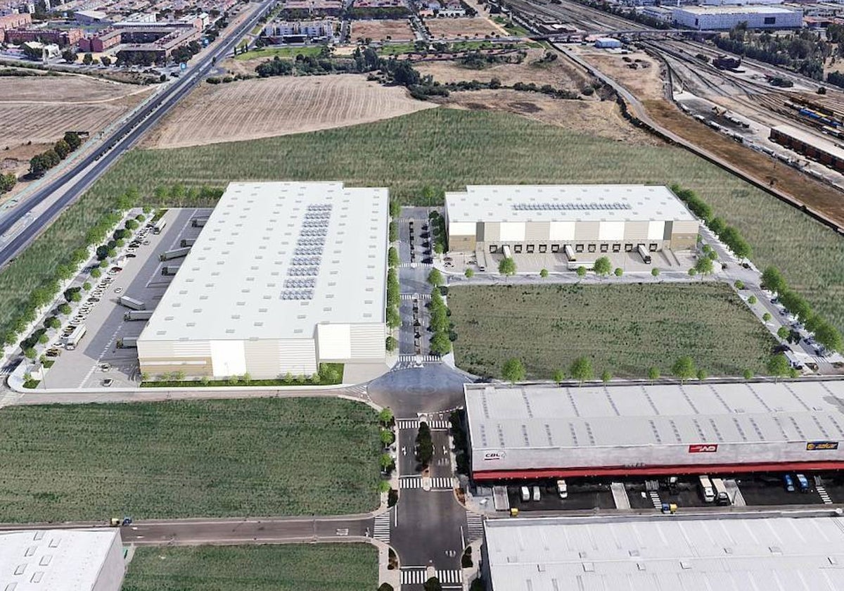 Infografía de las dos naves que levantará VGP en sus suelos del parque logístico del Higuerón