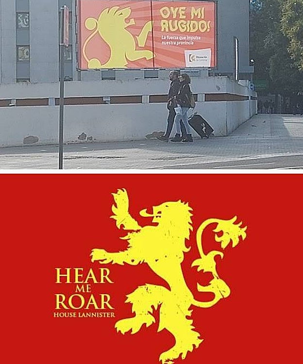 Imagen de la campaña de Diputación y escudo de la Casa Lannister
