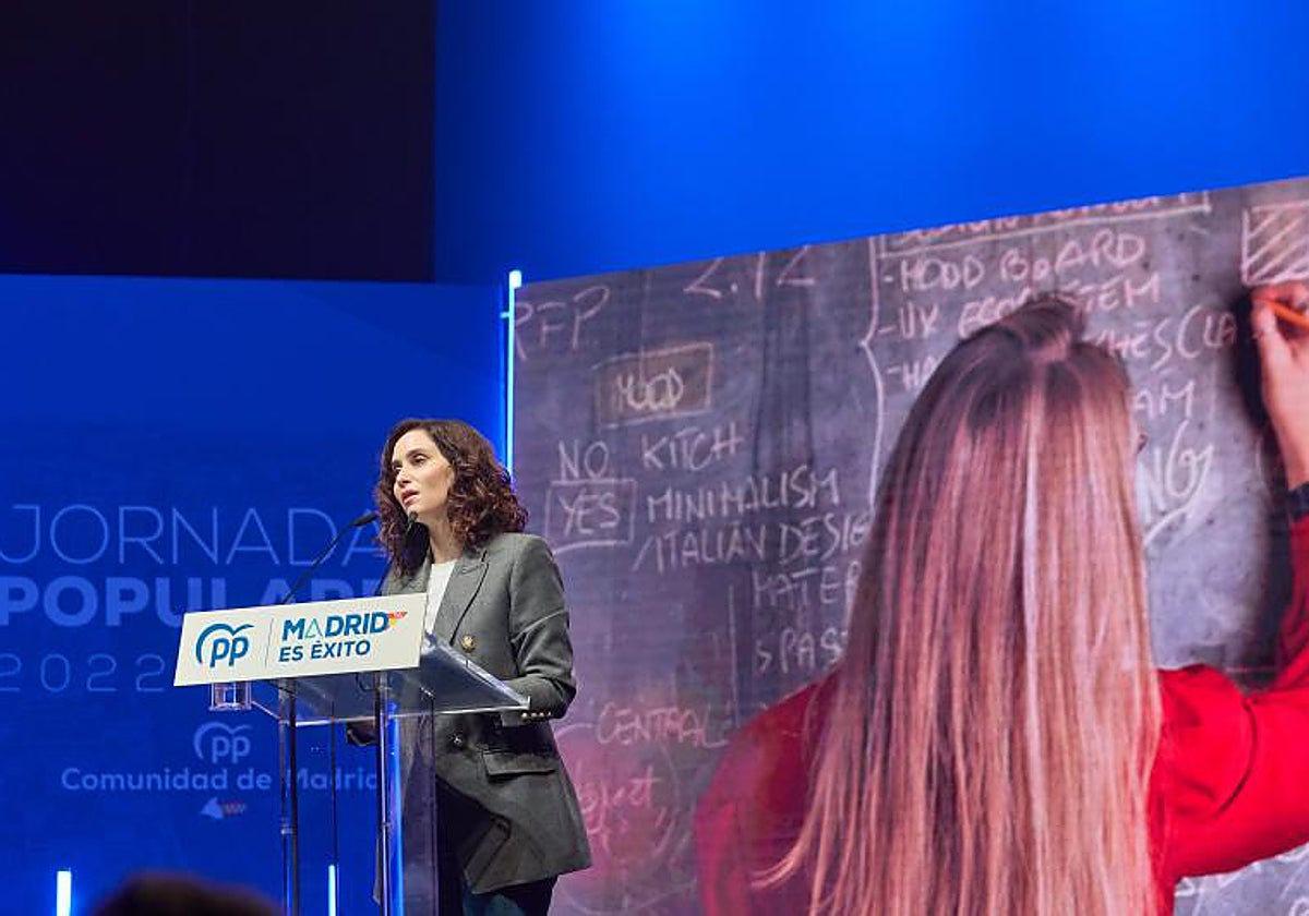 La presidenta de la Comunidad de Madrid, Isabel Díaz Ayuso, ayer, en un acto del PP en Torrejón de Ardoz