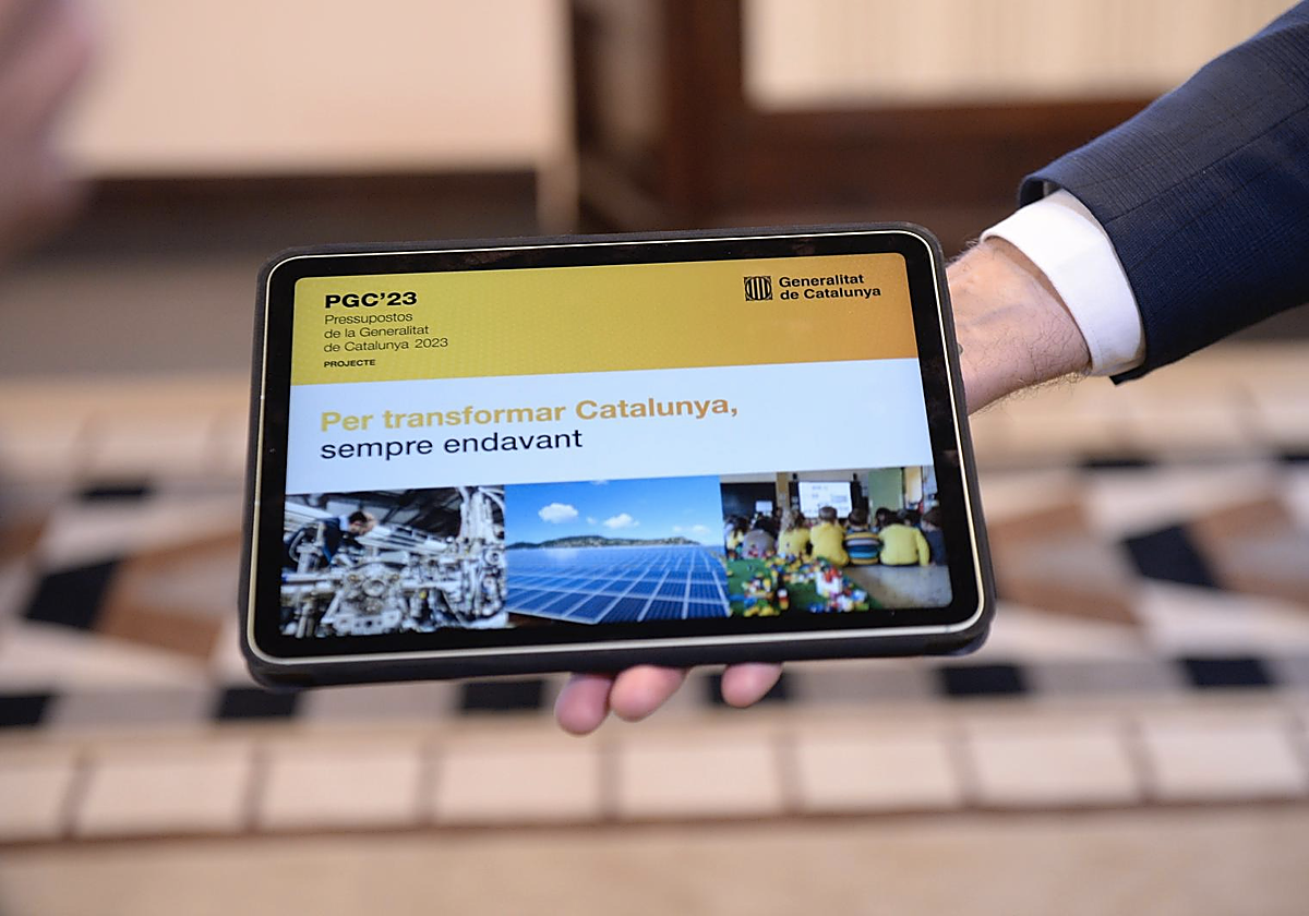El proyecto de los presupuestos -en formato digital- presentado hoy en el Parlamento de Cataluña