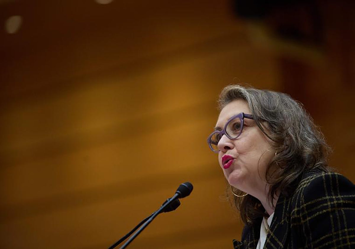 La senadora socialista, María Nieves Hernández este jueves tras exponer su moción