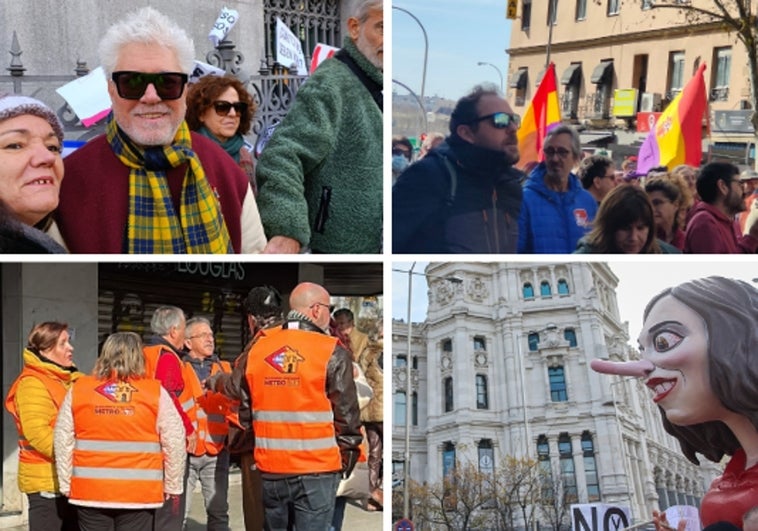 Taxistas, republicanos y Almodóvar: los otros manifestantes de la protesta sanitaria contra Ayuso