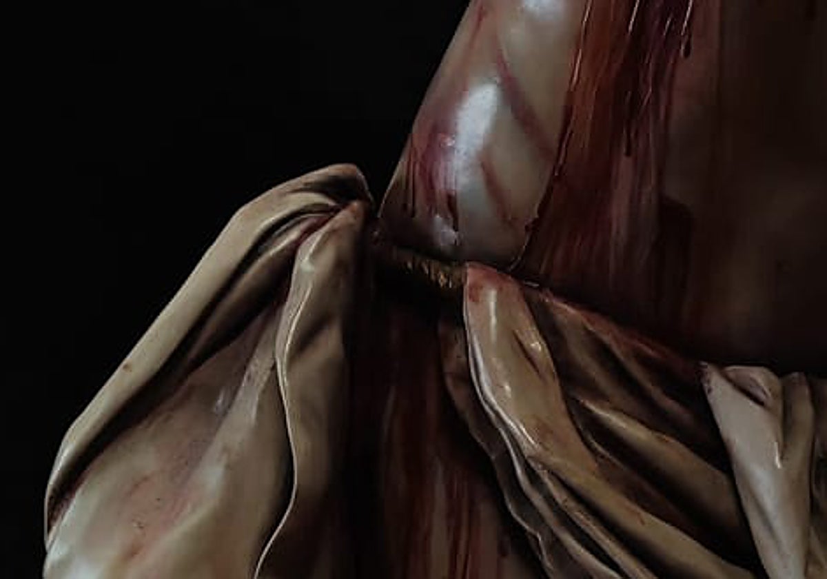 Detalle del sudario del nuevo Cristo de la Piedad