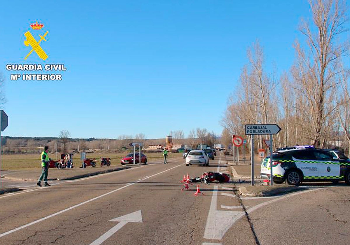 Accidente de tráfico en Sariegos (León) en el que murió una motorista