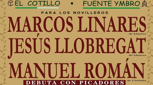 Cartel de la novillada en la Plaza de toros de Linares