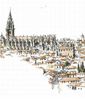 Imagen secundaria 2 - Una gama preciosa de pardos y rojizos recorre todas las ilustraciones del libro 'Toledo. Acuarelas de viaje', editado por Anaya Touring, y en el que a los dibujos 'acuarelados' de Ruiz Padrón se unen textos del fotoperiodista especializado en viajes Pepo Paz Saz.