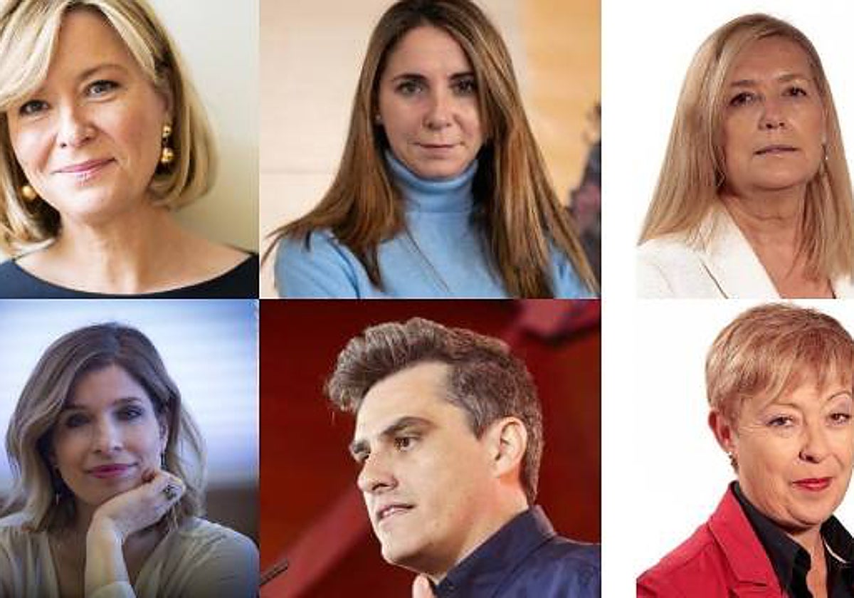 De arriba abajo y de izquierda a derecha, Llanos Castellano, Mar Espinar, Marta Bernardo, Hana Jalloul, Enrique Rico, Carmen López Ruiz