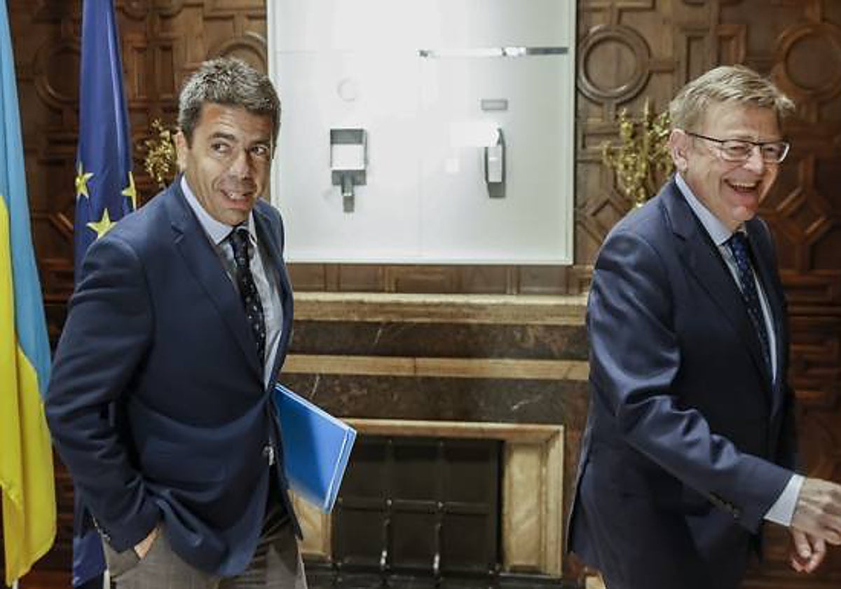 Carlos Mazón, candidato del PP a la Generalitat Valenciana, y Ximo Puig, aspirante socialista