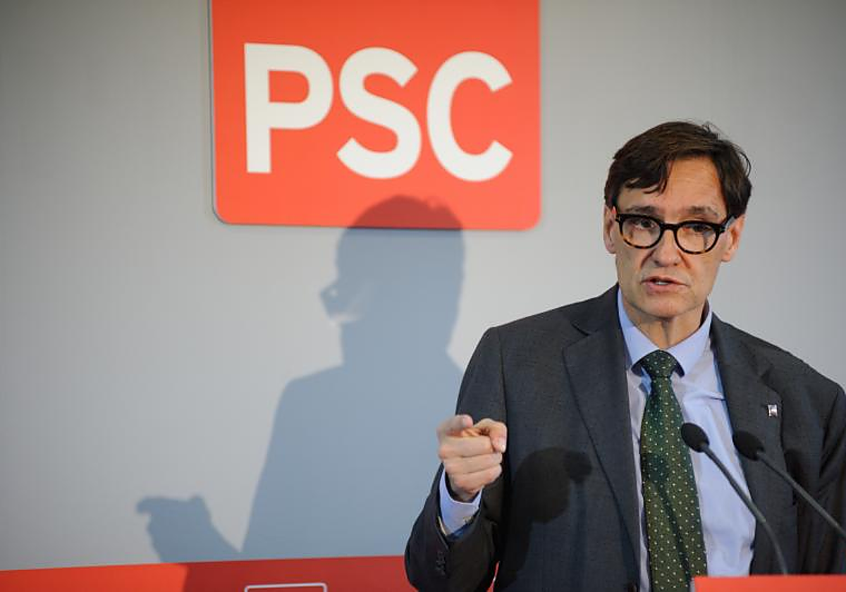 Salvador Illa, primer secretario del PSC, en un acto en Tarrasa (Barcelona), la semana pasada