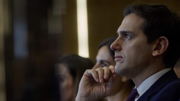 Albert Rivera, este jueves, en el desayuno informativo que protagonizó Begoña Villacís