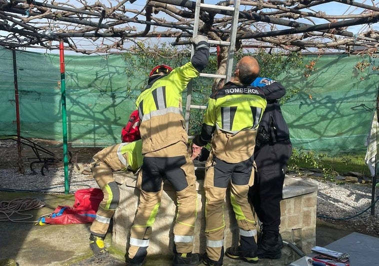 Rescatan a un perro que había caído a un pozo de ocho metros de profundidad en el jardín de una vivienda