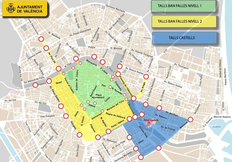 Fallas Valencia 2023: calles cortadas, parking gratis y cambios en la zona azul de la ORA