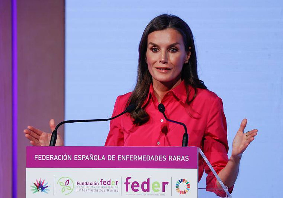 Doña Letizia, este jueves en el acto de Feder celebrado en Santiago de Compostela